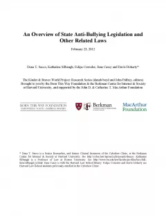 An Overview of State Anti-Bullying Legislation and Other Related Laws